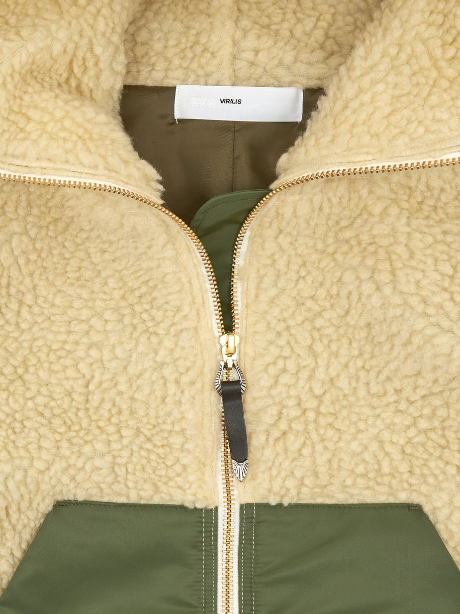 TOGA Virilis TOGA Virilis Fake Boa Hoody Pullover - Khaki - Green