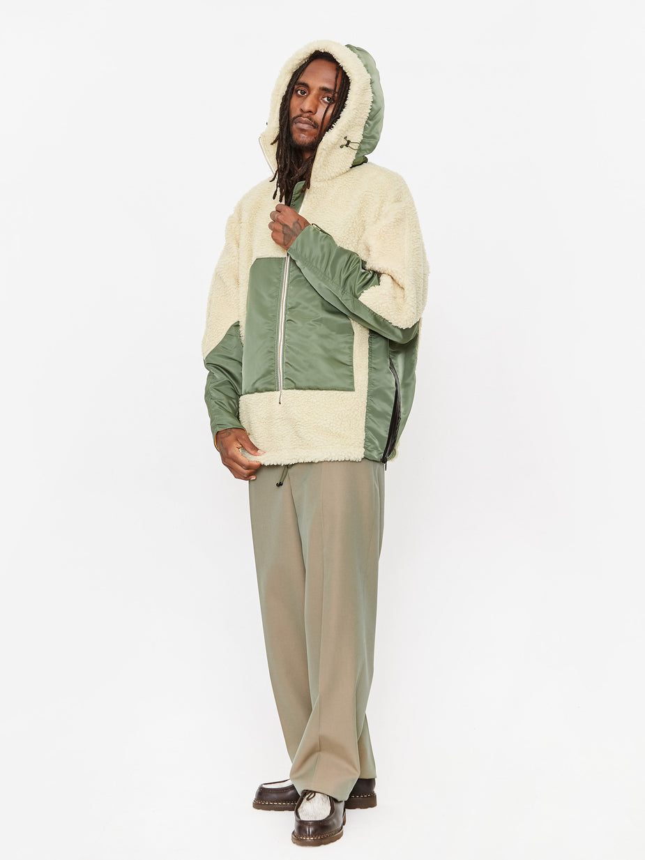 TOGA Virilis TOGA Virilis Fake Boa Hoody Pullover - Khaki - Green