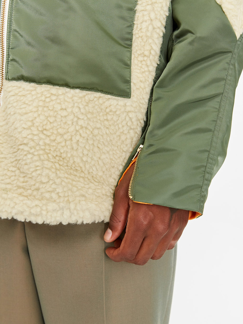 TOGA Virilis TOGA Virilis Fake Boa Hoody Pullover - Khaki - Green