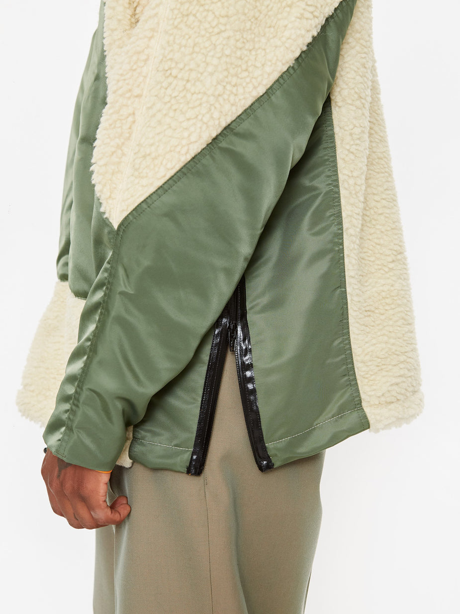 TOGA Virilis TOGA Virilis Fake Boa Hoody Pullover - Khaki - Green