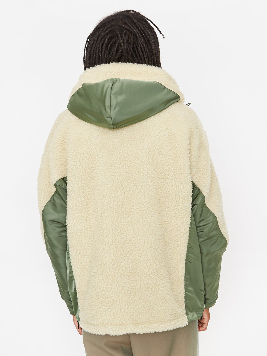 TOGA Virilis TOGA Virilis Fake Boa Hoody Pullover - Khaki - Green
