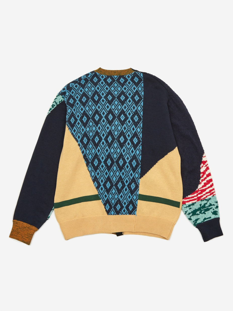 TOGA Virilis TOGA VIRILIS Jacquard Knit Cardigan - Blue - Blue