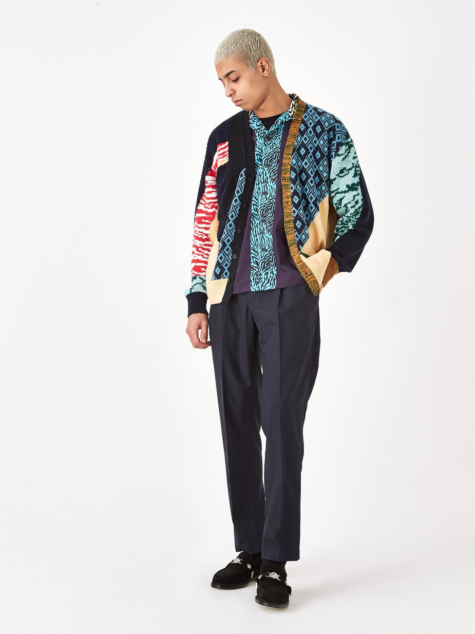 TOGA Virilis TOGA VIRILIS Jacquard Knit Cardigan - Blue - Blue