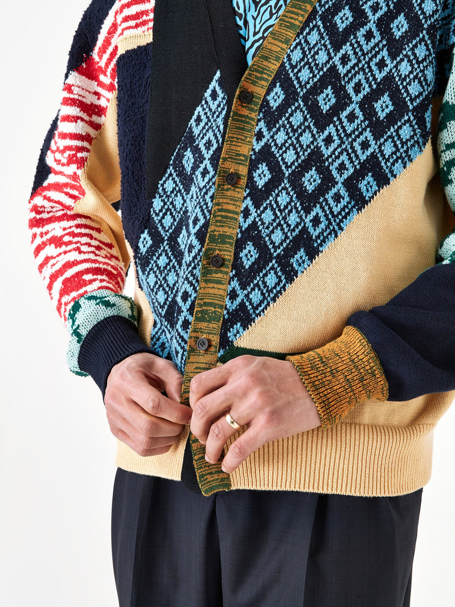 TOGA Virilis TOGA VIRILIS Jacquard Knit Cardigan - Blue - Blue