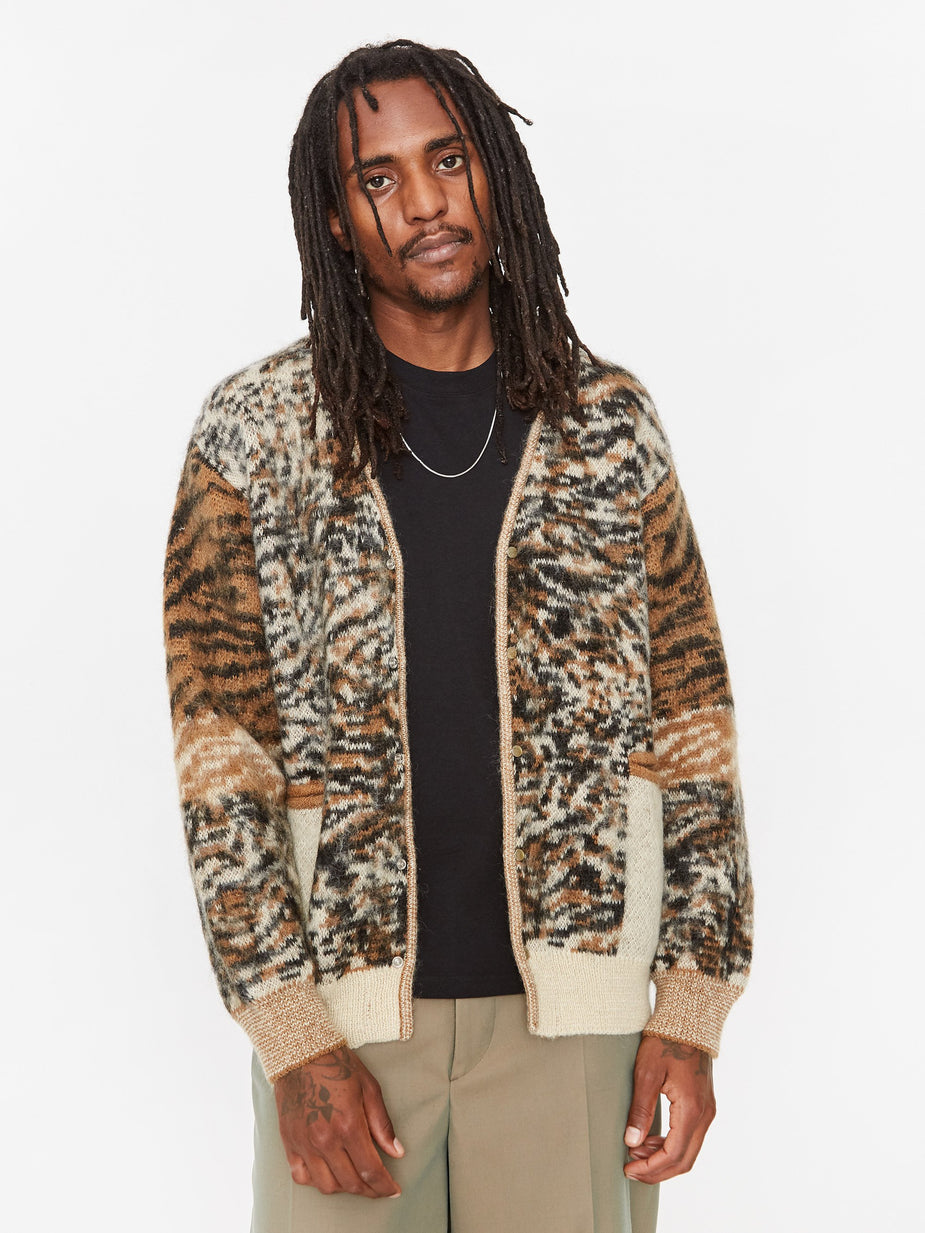 TOGA Virilis TOGA Virilis Mohair Jacquard Knit Cardigan - Camel - Neutrals