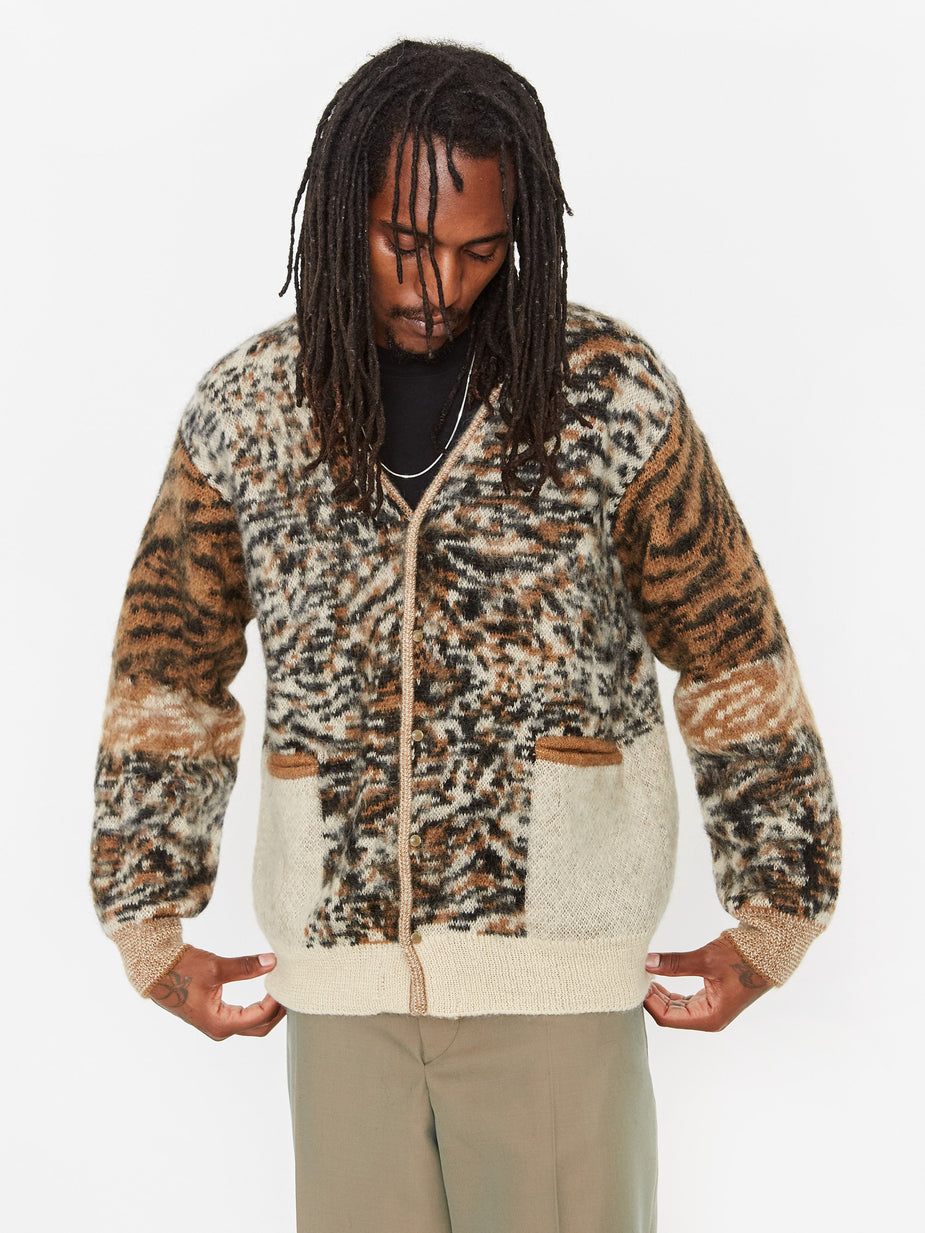 TOGA Virilis TOGA Virilis Mohair Jacquard Knit Cardigan - Camel - Neutrals