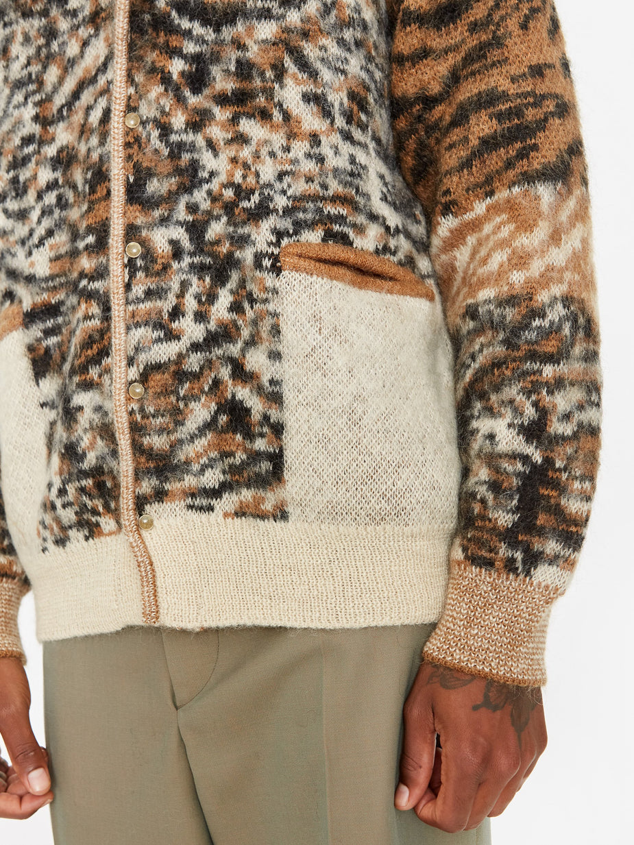 TOGA Virilis TOGA Virilis Mohair Jacquard Knit Cardigan - Camel - Neutrals