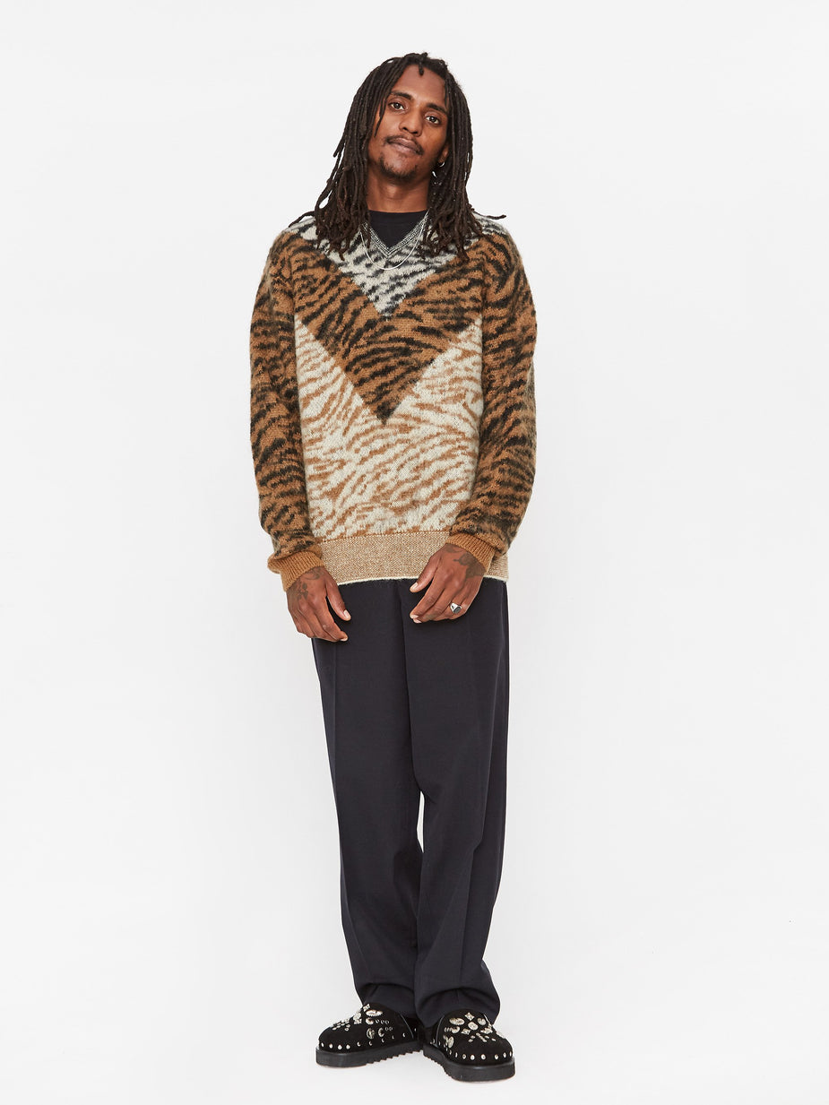 TOGA Virilis TOGA Virilis Mohair Jacquard Knit V-Neck - Camel - Neutrals