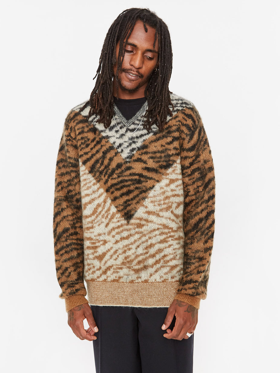 TOGA Virilis TOGA Virilis Mohair Jacquard Knit V-Neck - Camel - Neutrals