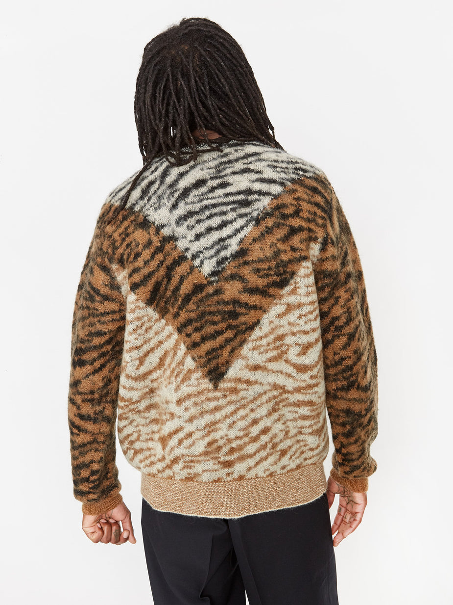 TOGA Virilis TOGA Virilis Mohair Jacquard Knit V-Neck - Camel - Neutrals