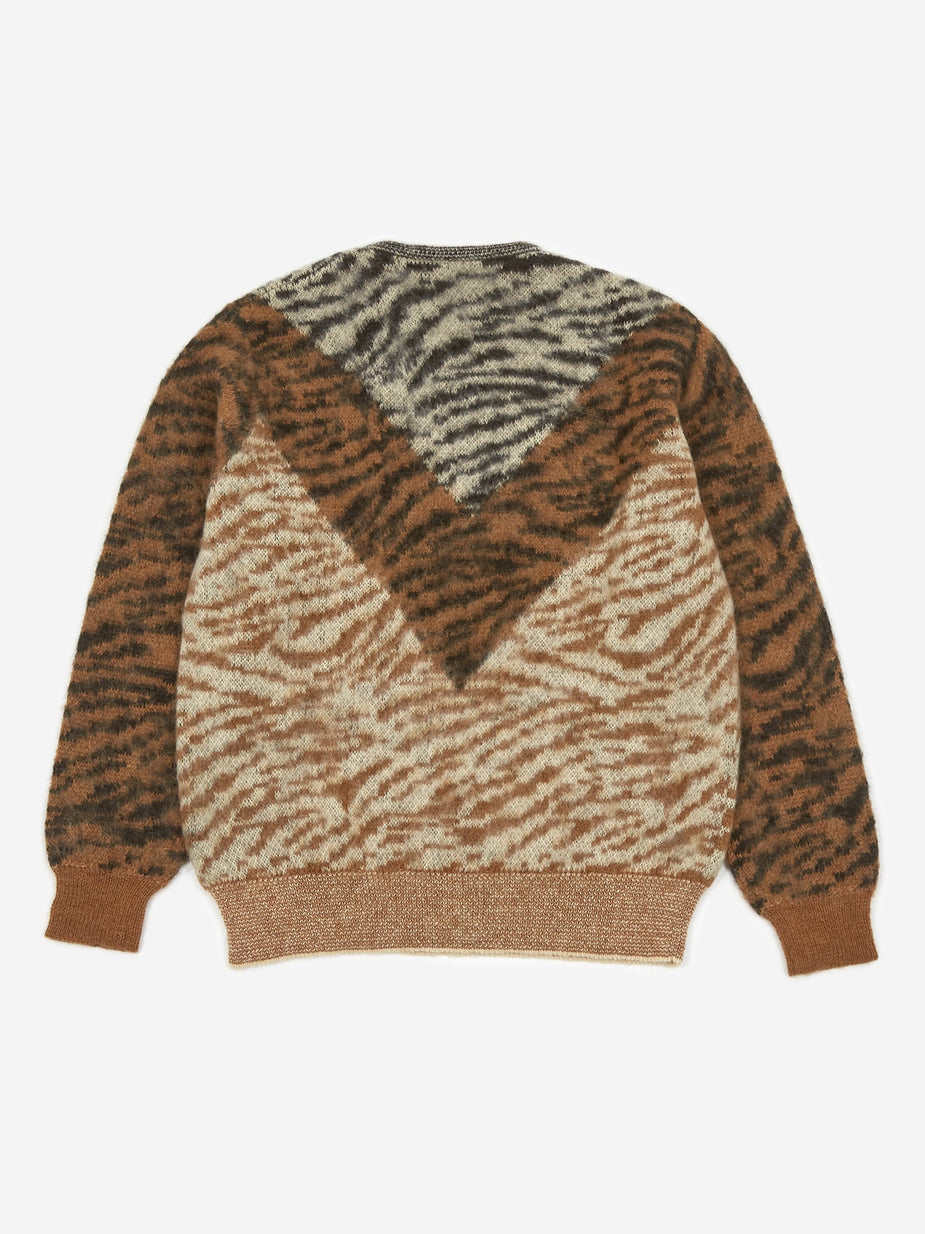 TOGA Virilis TOGA Virilis Mohair Jacquard Knit V-Neck - Camel - Neutrals