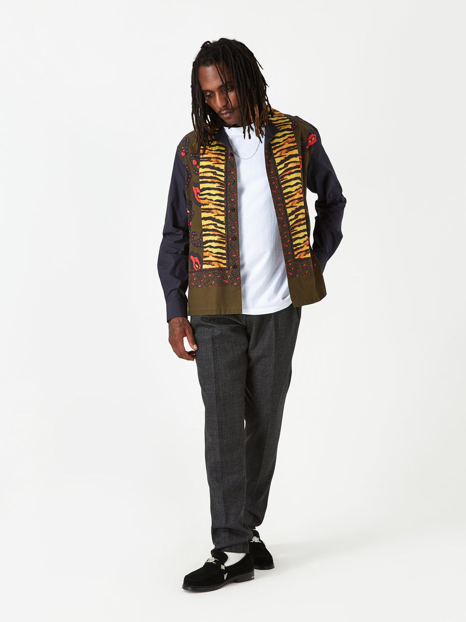 TOGA Virilis TOGA VIRILIS Panel Print Cotton Shirt - Navy - Blue