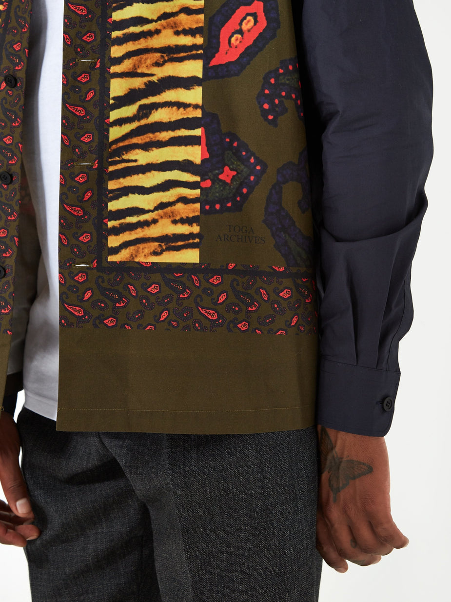 TOGA Virilis TOGA VIRILIS Panel Print Cotton Shirt - Navy - Blue