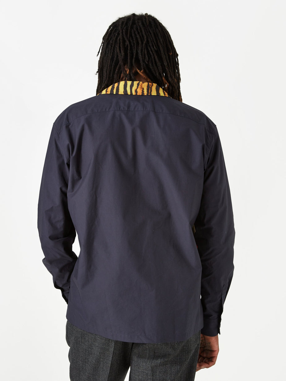 TOGA Virilis TOGA VIRILIS Panel Print Cotton Shirt - Navy - Blue