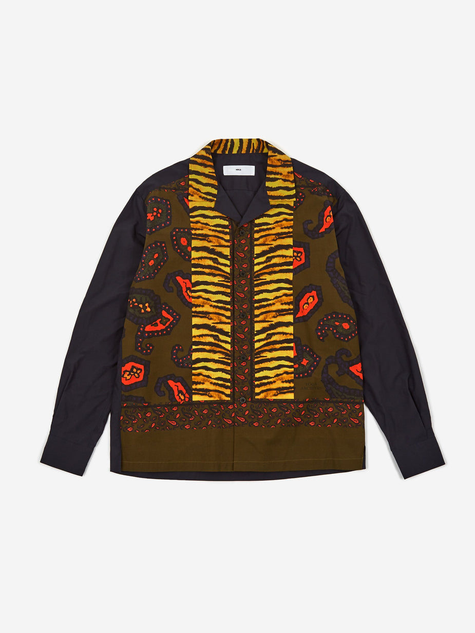 TOGA Virilis TOGA VIRILIS Panel Print Cotton Shirt - Navy - Blue