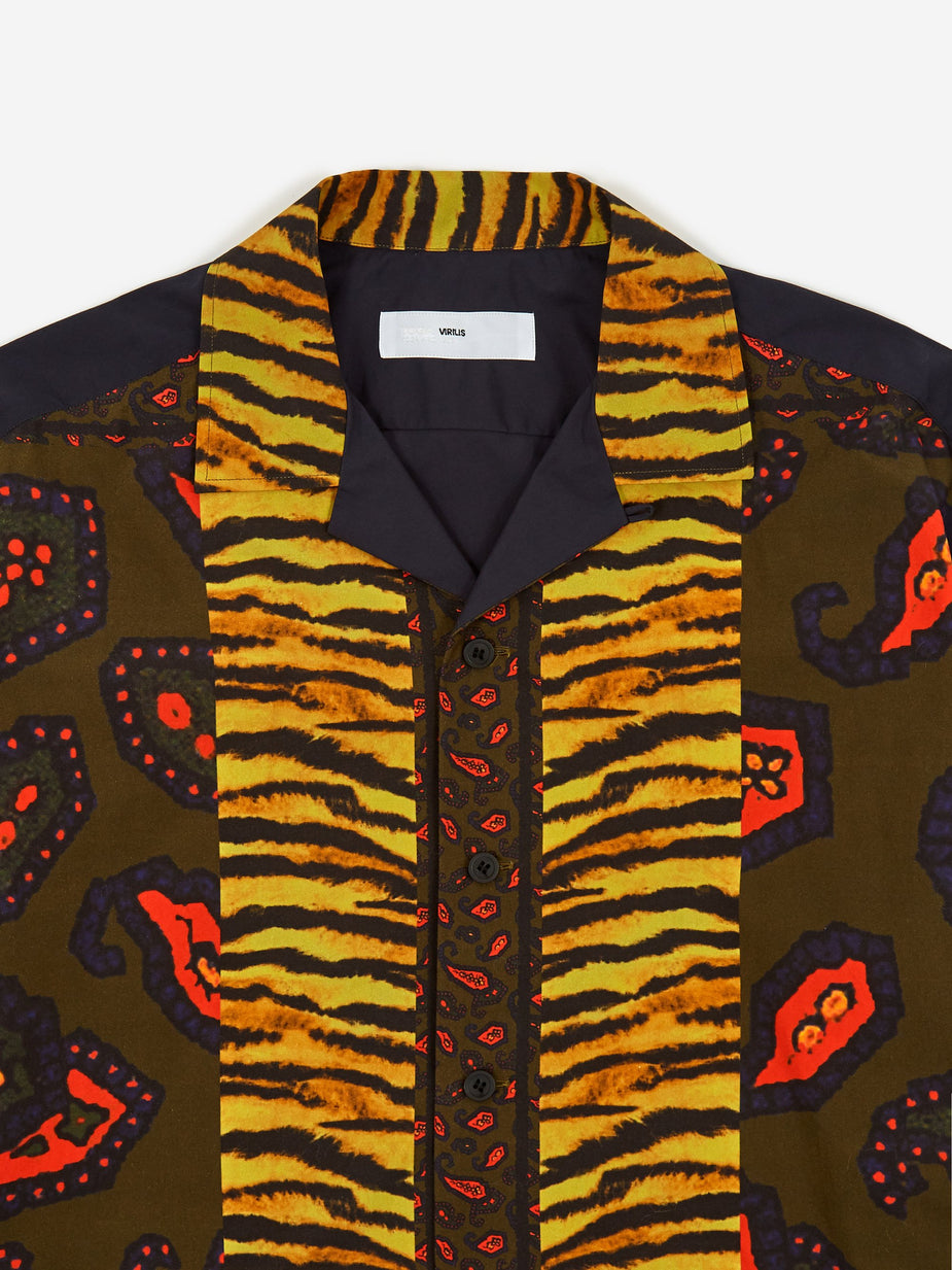 TOGA Virilis TOGA VIRILIS Panel Print Cotton Shirt - Navy - Blue