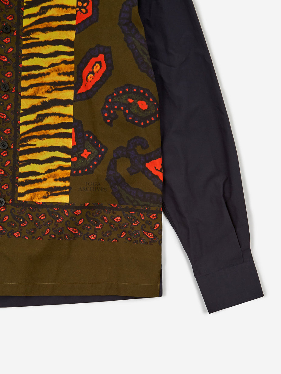 TOGA Virilis TOGA VIRILIS Panel Print Cotton Shirt - Navy - Blue