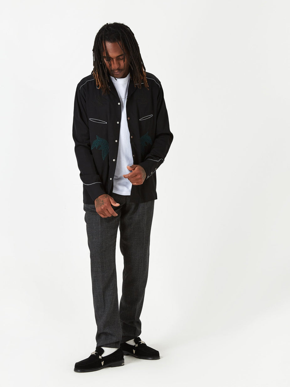 TOGA Virilis TOGA VIRILIS Rayon Gabardine Shirt - Black - Black