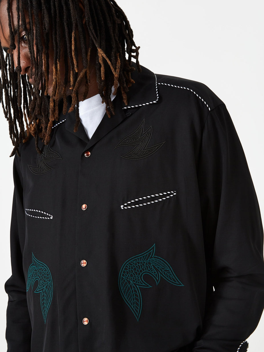 TOGA Virilis TOGA VIRILIS Rayon Gabardine Shirt - Black - Black
