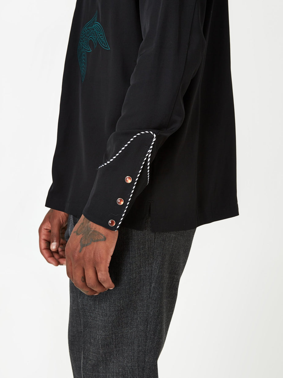 TOGA Virilis TOGA VIRILIS Rayon Gabardine Shirt - Black - Black