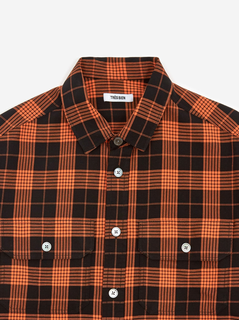 Très Bien Tres Bien Plaid Over Shirt - Black/Orange - Orange