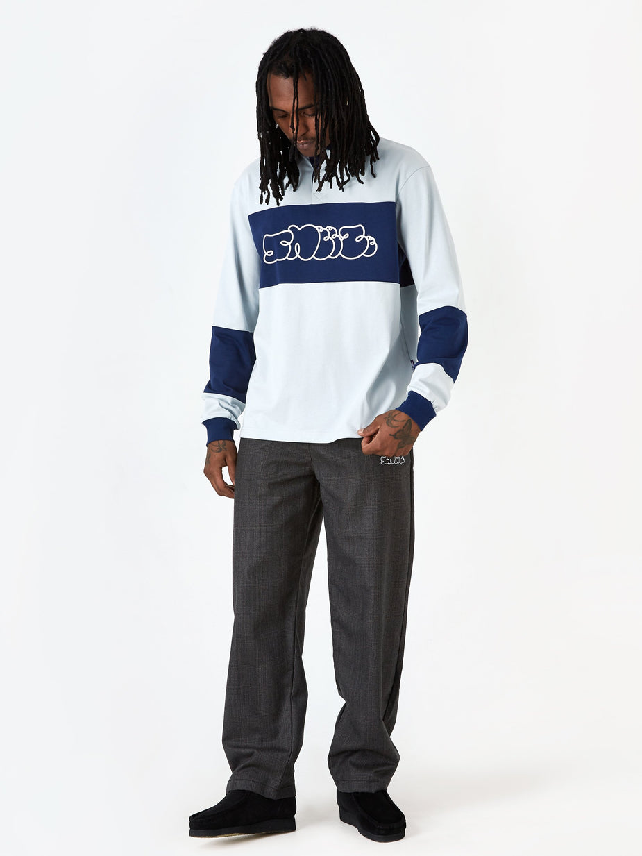 Très Bien Tres Bien x Sneeze Offset Rugby Shirt - Navy/Light Grey - Grey