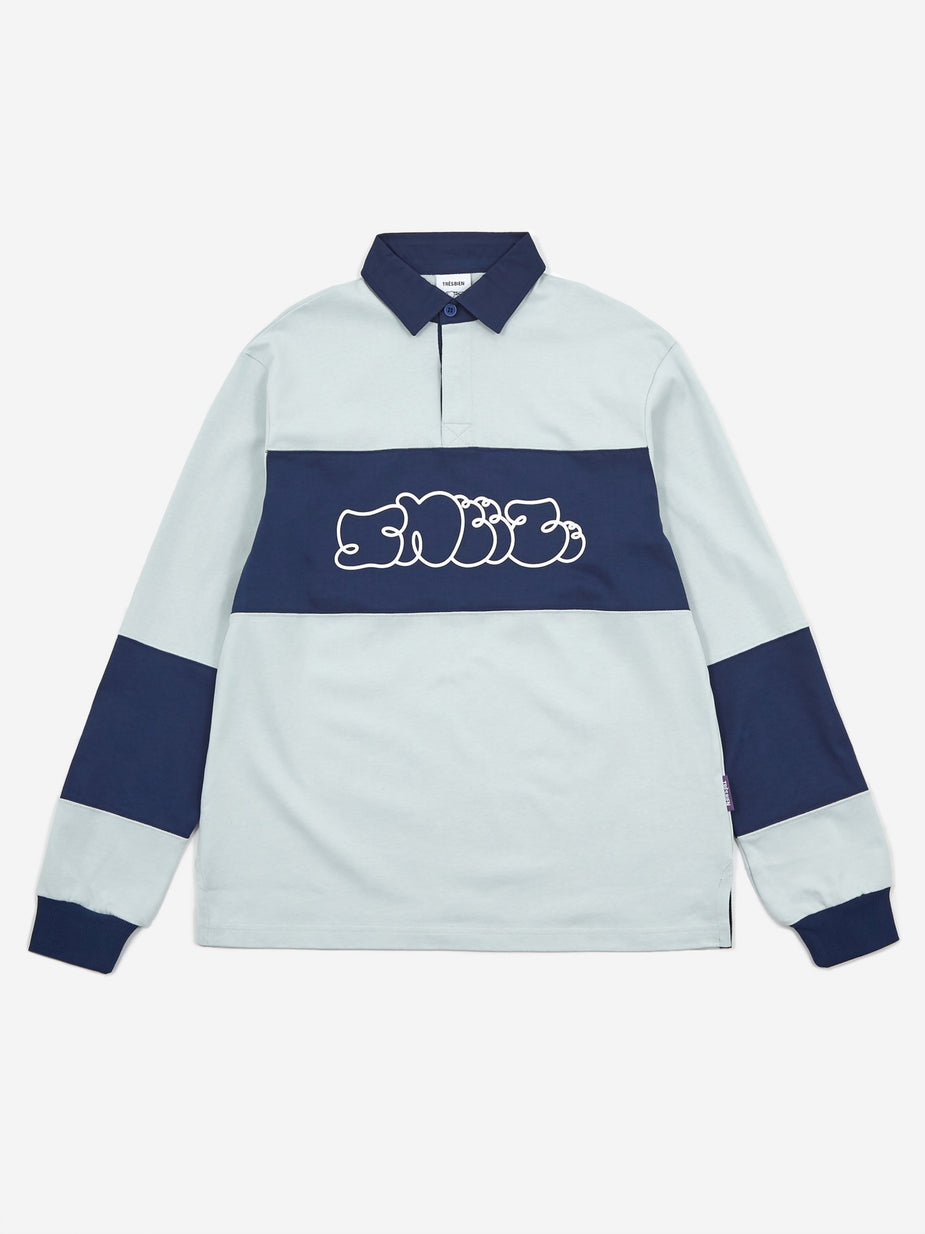 Très Bien Tres Bien x Sneeze Offset Rugby Shirt - Navy/Light Grey - Grey