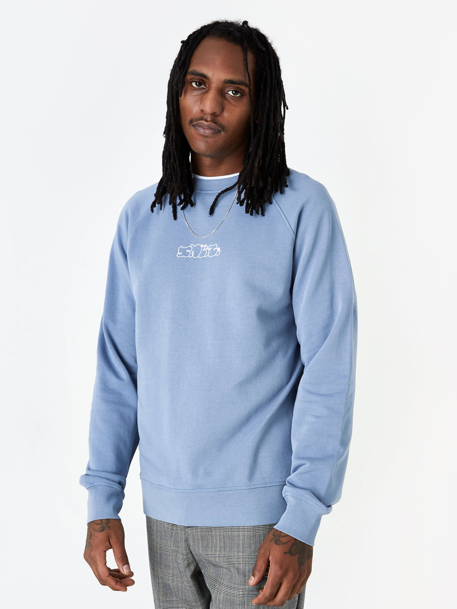 Très Bien Tres Bien x Sneeze Overdye Logo Crewneck Sweatshirt - Stone Blue - Blue
