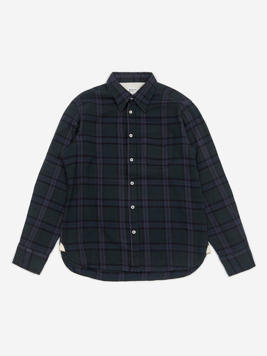 Universal Works Universal Works Brook Shirt - Rebel Check Navy - Blue