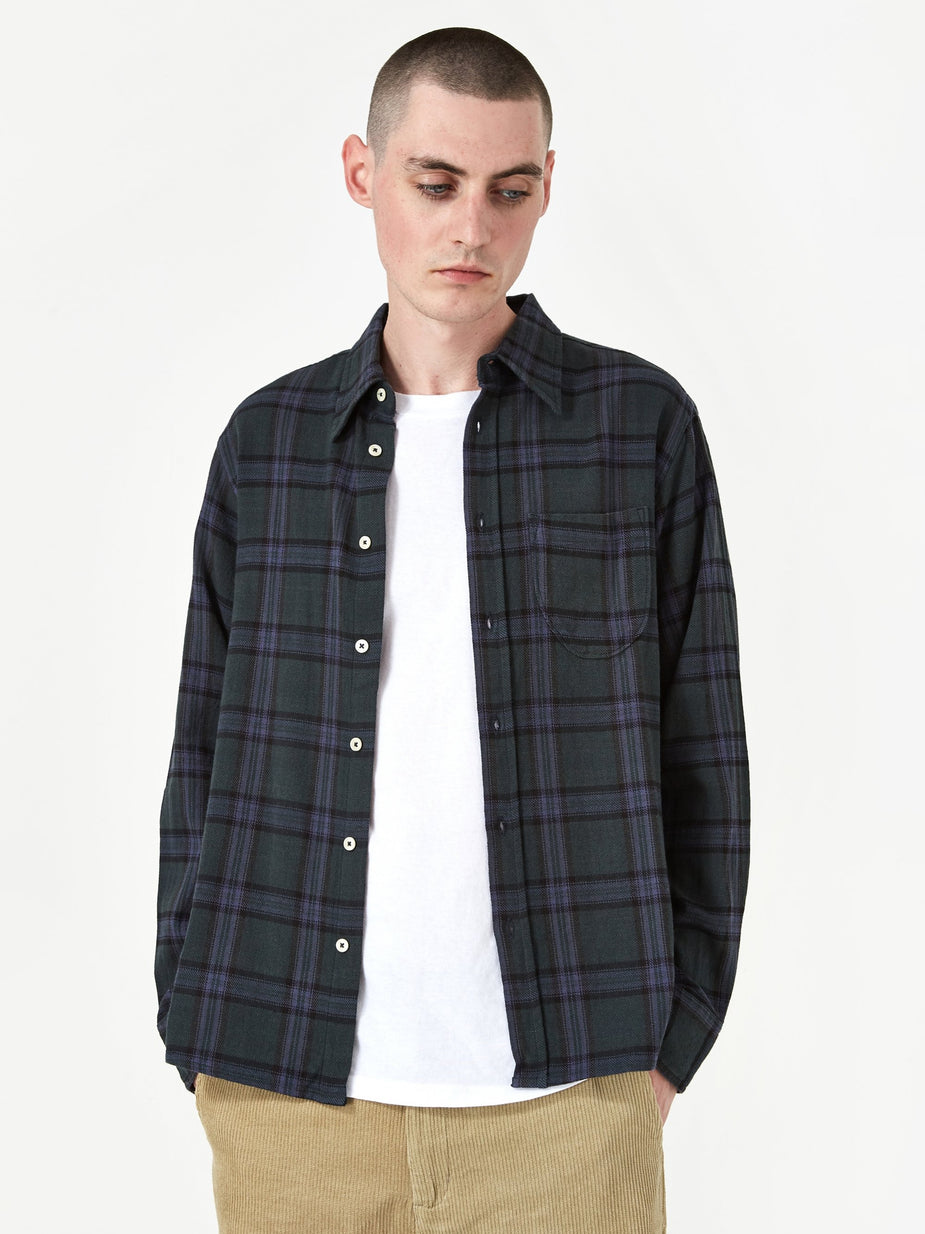 Universal Works Universal Works Brook Shirt - Rebel Check Navy - Blue