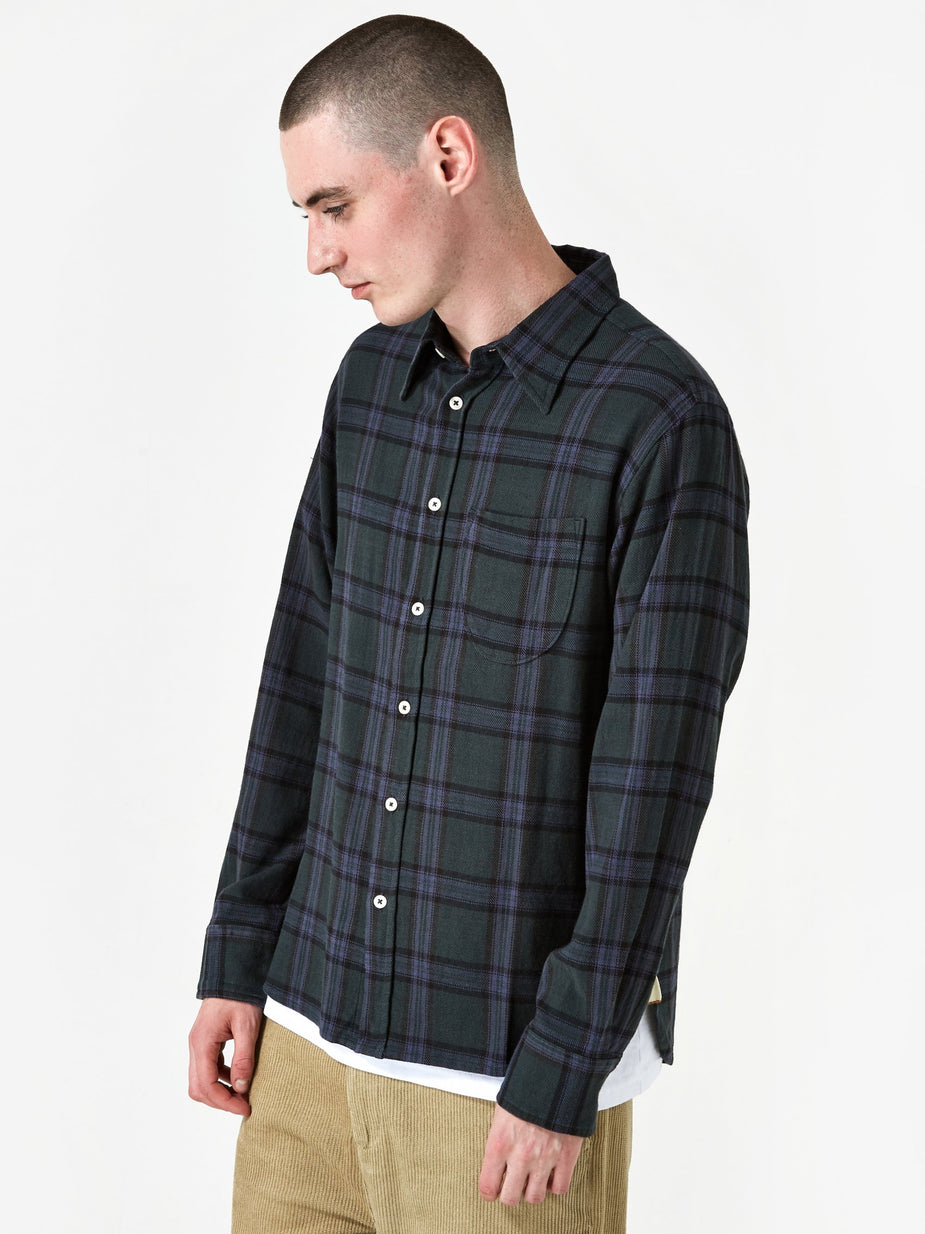 Universal Works Universal Works Brook Shirt - Rebel Check Navy - Blue