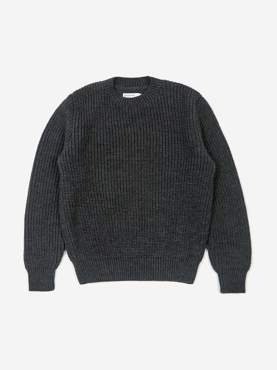 Universal Works Universal Works Crew Neck Jumper - Charcoal - Grey