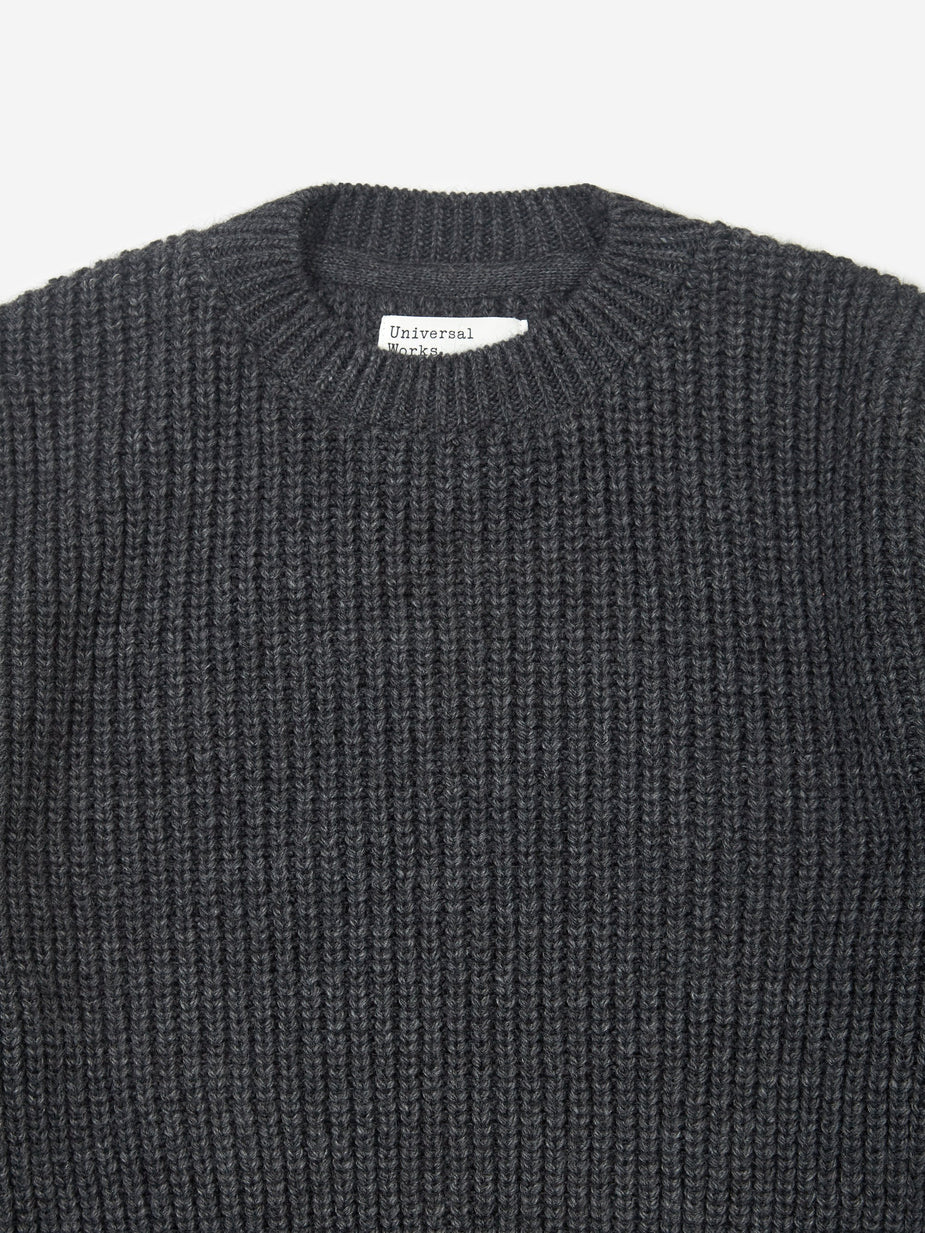 Universal Works Universal Works Crew Neck Jumper - Charcoal - Grey