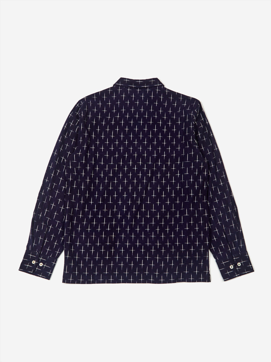 Universal Works Universal Works Garage Shirt - Ikat Cross Indigo - Blue