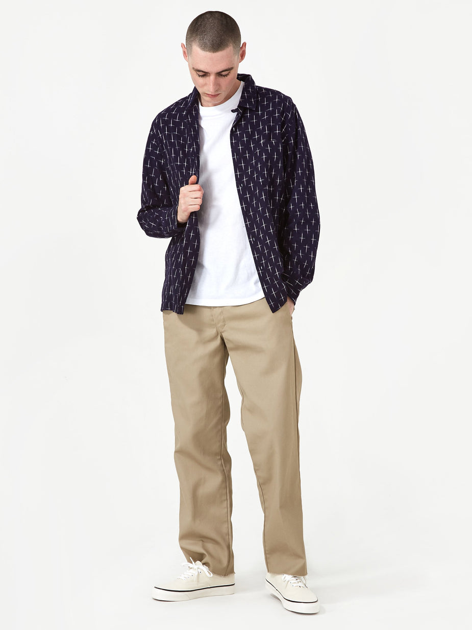 Universal Works Universal Works Garage Shirt - Ikat Cross Indigo - Blue