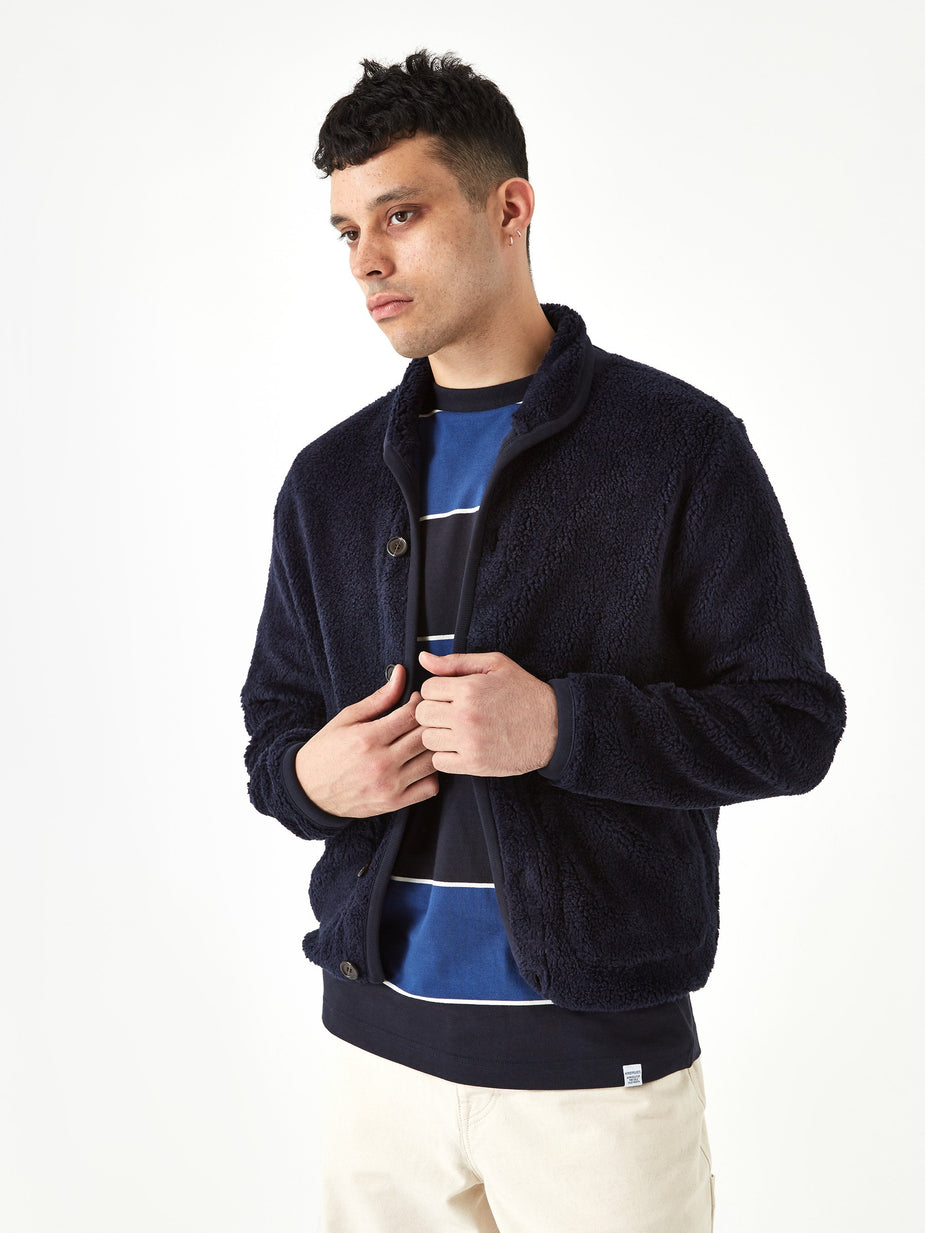 Universal Works Universal Works Lancaster Mountain Fleece Jacket - Navy - Blue