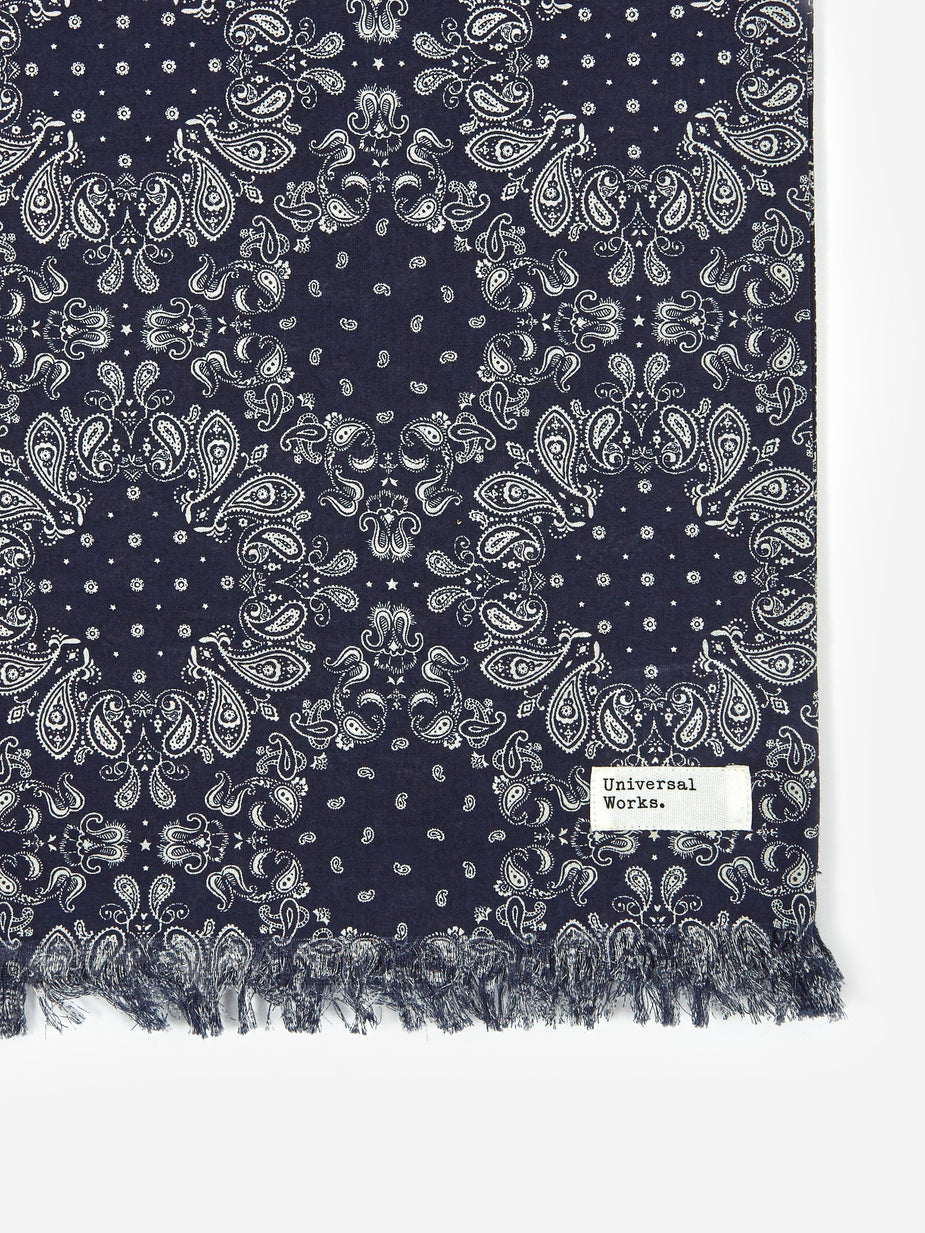 Universal Works Universal Works Long Scarf - Bandana Cotton Navy - Blue
