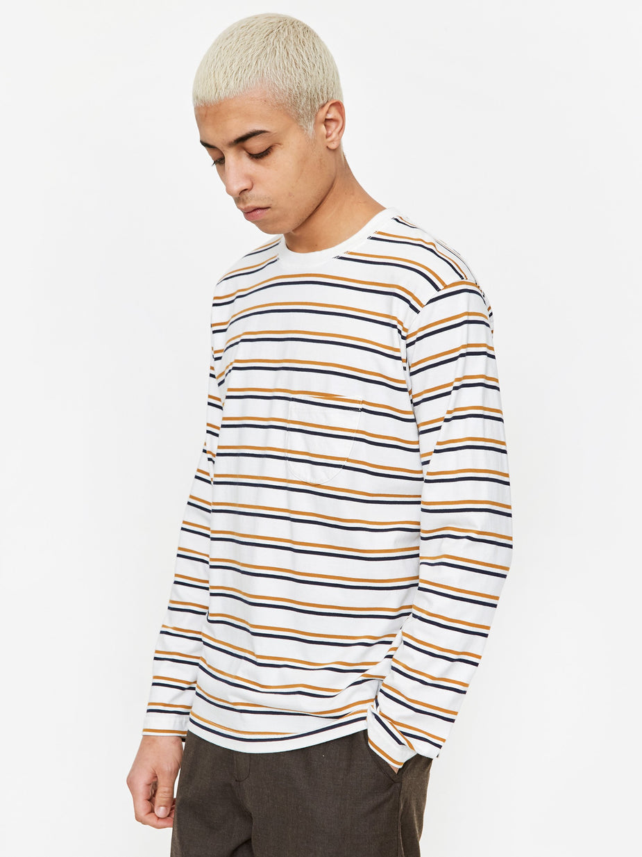 Universal Works Universal Works Narrow Stripe Longsleeve T-Shirt - Ecru - Neutrals