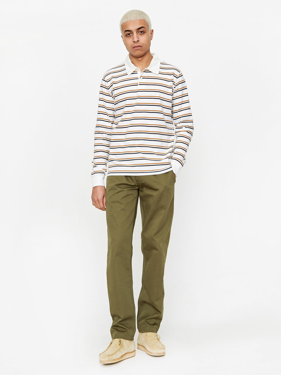 Universal Works Universal Works Narrow Stripe Rugby Shirt - Ecru - Neutrals