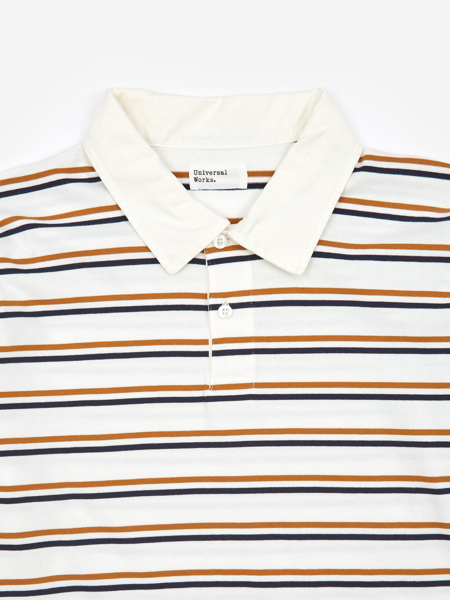 Universal Works Universal Works Narrow Stripe Rugby Shirt - Ecru - Neutrals