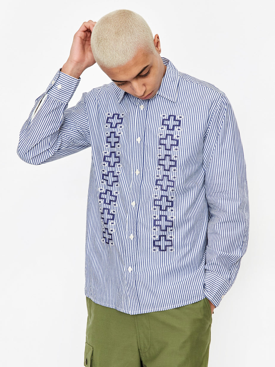 Universal Works Universal Works New Standard Shirt - Classic Stripes Navy - Blue