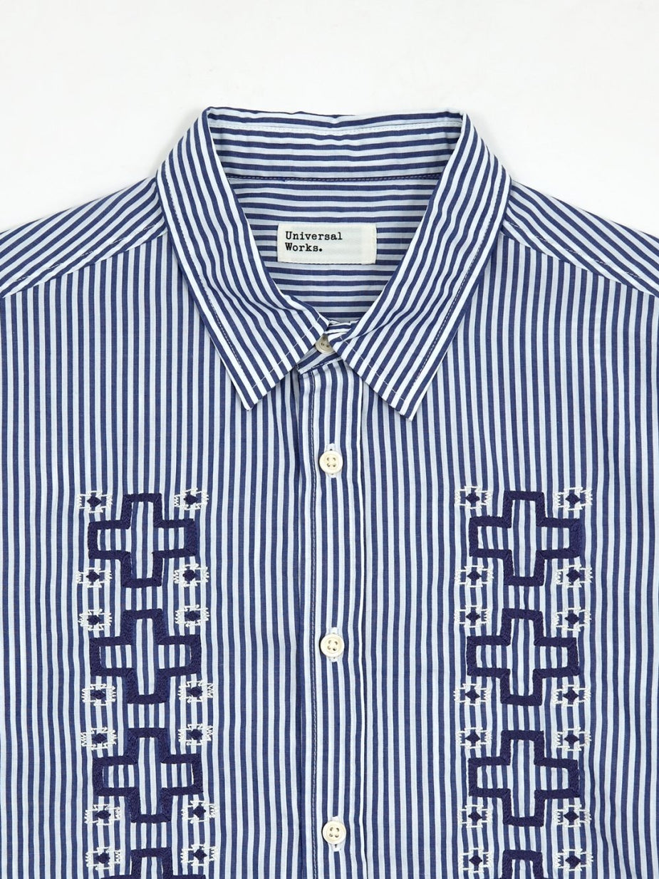 Universal Works Universal Works New Standard Shirt - Classic Stripes Navy - Blue