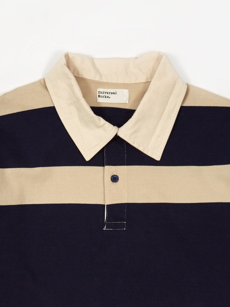 Universal Works Universal Works Rugby Shirt - Ecru/Navy Stripe - Neutrals