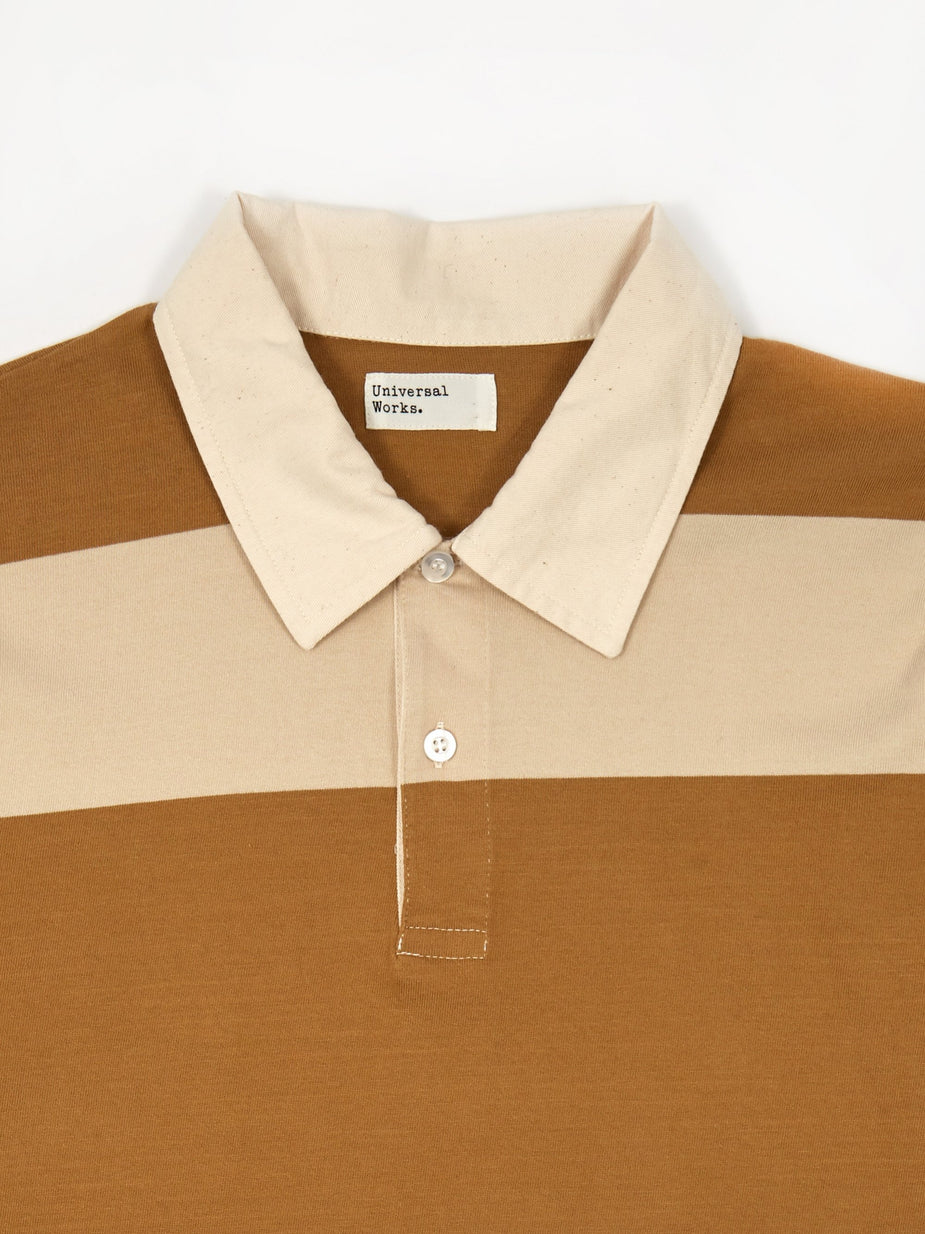 Universal Works Universal Works Rugby Shirt - Ecru/Sand Stripe - Neutrals