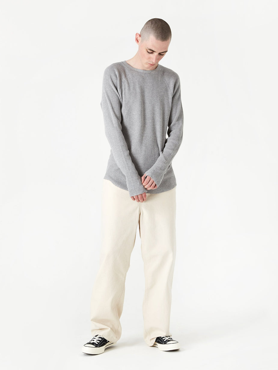 Unused Unused Long Sleeve Waffle T-Shirt - Grey - Grey