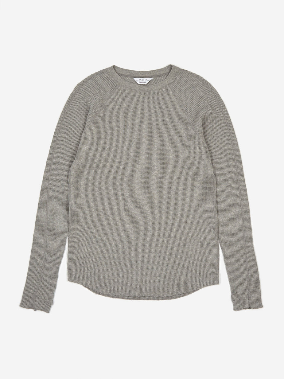 Unused Unused Long Sleeve Waffle T-Shirt - Grey - Grey