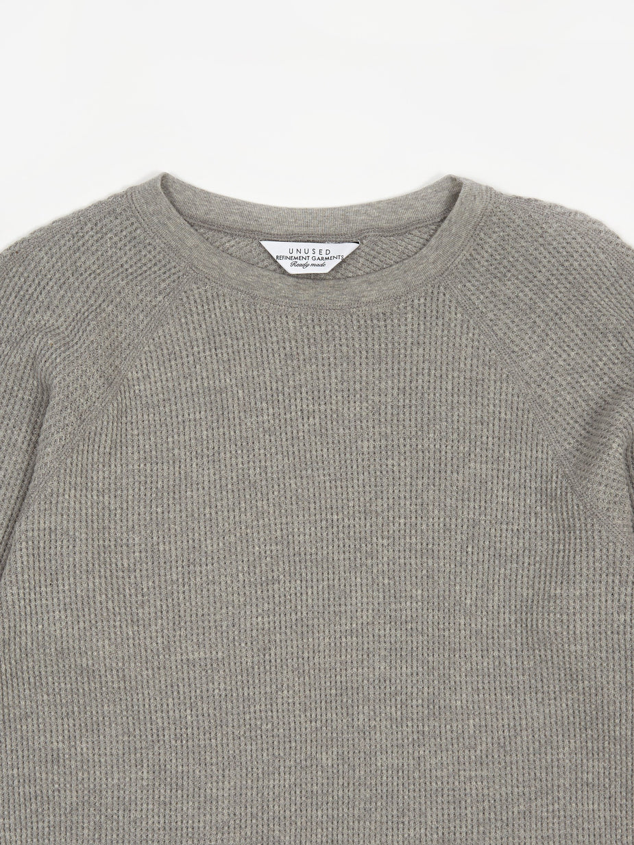 Unused Unused Long Sleeve Waffle T-Shirt - Grey - Grey
