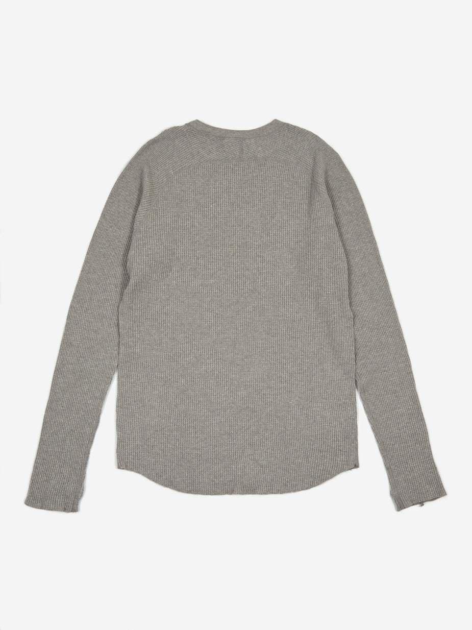 Unused Unused Long Sleeve Waffle T-Shirt - Grey - Grey