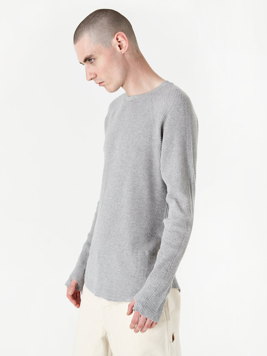 Unused Unused Long Sleeve Waffle T-Shirt - Grey - Grey