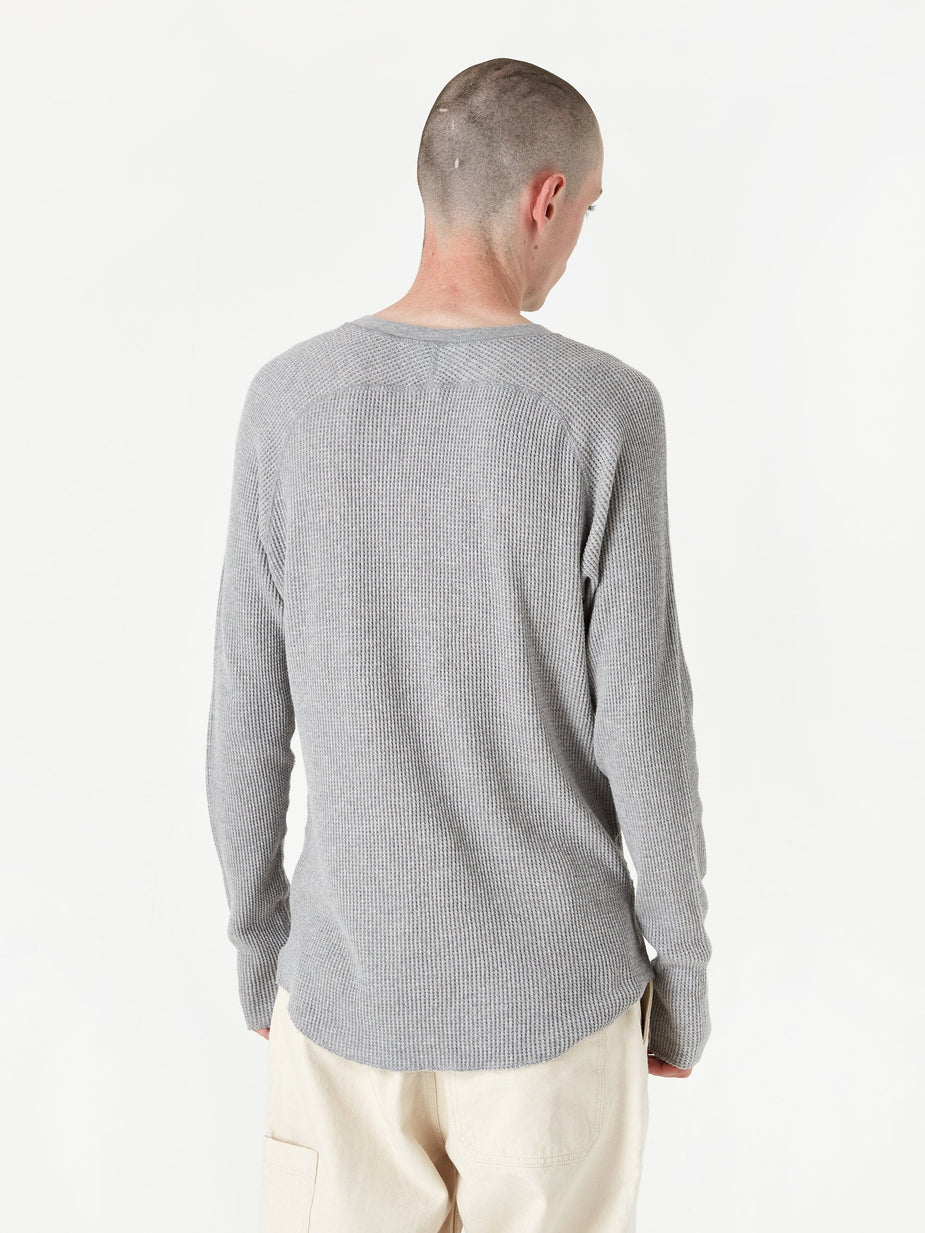 Unused Unused Long Sleeve Waffle T-Shirt - Grey - Grey